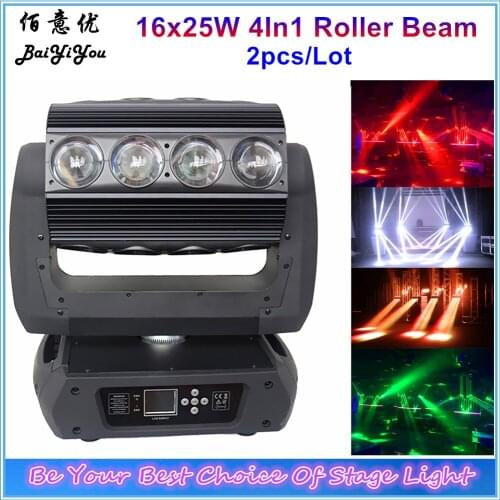 2pcs/Lot 16pcs 25W RGBW 4In1 LED Moving Head Infinite Beam Light 16*25w Unlimited Rotation LED Beam Moving Head Light