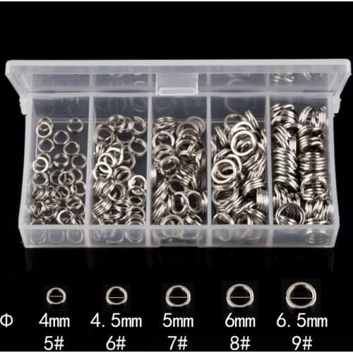 200Pcs Fishing Split Rings Stainless Steel Circle Round Double Snap Ring Set