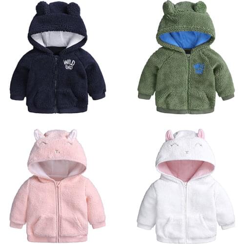 Newborn Autumn Winter Baby Girls Clothes Boys Lamb Cashmere Fleece Coat Pageant Warm Jacket Hooded Candy Color Outerwear BBT136