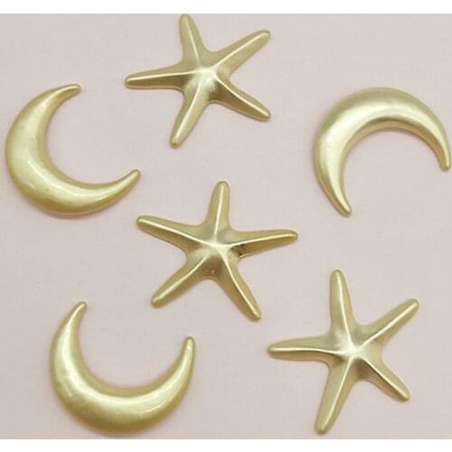 6pcs/lot New Gold Alloy Moon Star Buttons Symmetrical Hair Earrings Necklaces Jewelry Accessories