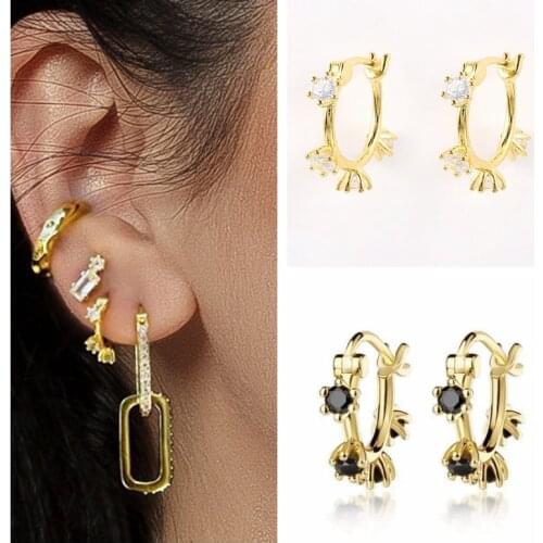 CANNER Geometric Mini CZ Zircon Hoop Earrings 925 Silver Europe and America Hot Sell Earrings For Women Pendientes plata 925