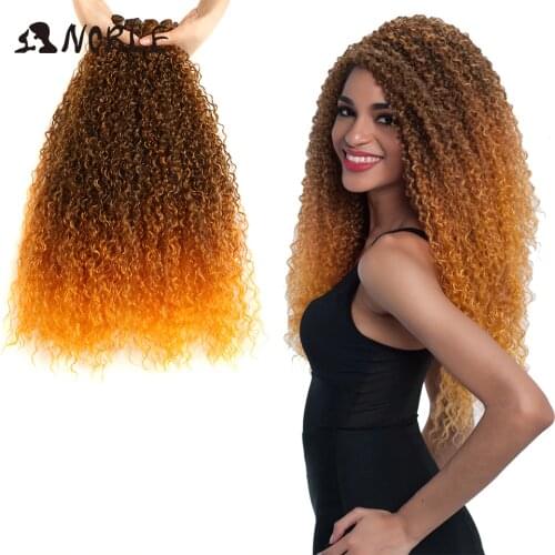 Noble Ombre Hair Bundles Afro Kinky Curly Hair Bundles 22 24 26inch 120g Super Long Hair Synthetic Curly Hair Extensions