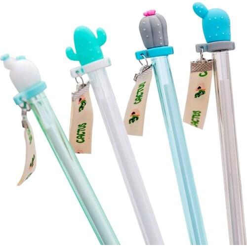 4pcs/Lot Cartoon plants cactus student gel pen Gifts for Kids Ribbon gel writing pens Party Events Supplies