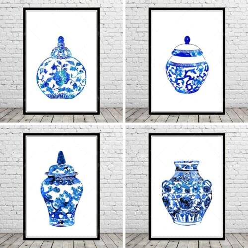 Ginger jar vase, ginger jar printing, watercolor ginger jar, ginger jar art, ginger jar art printing, watercolor printing art po