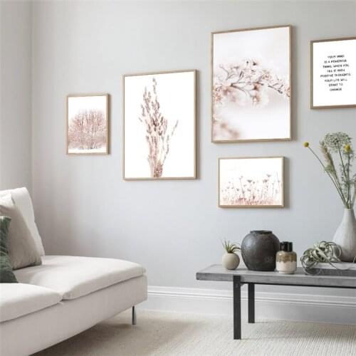 Canvas Painting Modern Plant Flower Poster Art Lettering Famous Words Picture Used To Living Room Girl Bedroom Home Wall Art