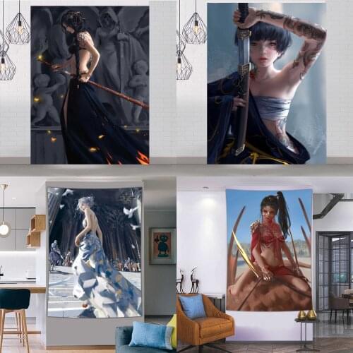 Kawaii Room Decor Mural Anime Sexy Beauty Dormitory Decoration Background Cloth Boho Decoration Home Decor Tapestry Beach Mat