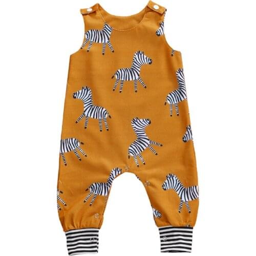 Sleeveless Baby Boy Girl Rompers Cute Animals Patterns Print Round Neck Summer Jumpsuit One Pieces Toddler Clothing