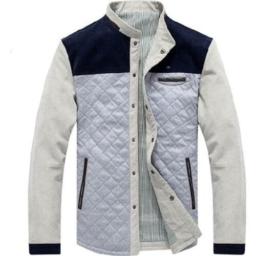 Business Casual Mens bomber jackets 2019 autumn mens Corduroy Baseball jacket male Single-breasted slim Color stitching outwear