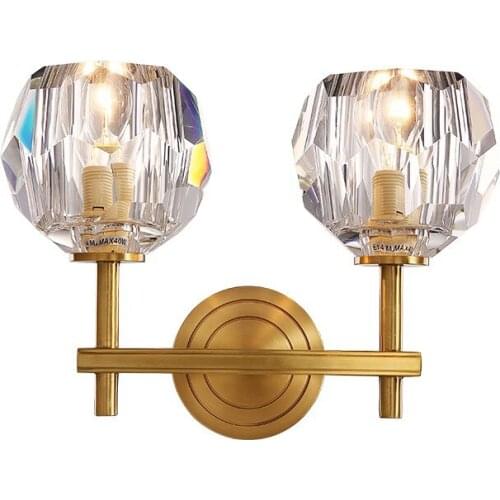 H65 Brass Wall Lights Hotel Villa Home Indoor Decor Lighting Fixture Nordic Vintage G9 LED Glass Wall Sconce Drop Shipping