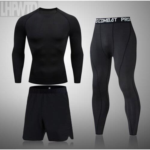 Mens Sportswear Compression Sets Tracksuit Mens Sport Jogging Suit Running Set Rashgard Gym Clothing Men Fitness Workout Tight