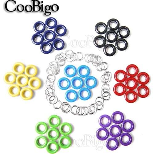 50pcs Colorful Hole 5mm with Grommet Metal Eyelets for Leathercraft DIY Scrapbooking Shoes Belt Cap Bag Tag Clothes Accessories