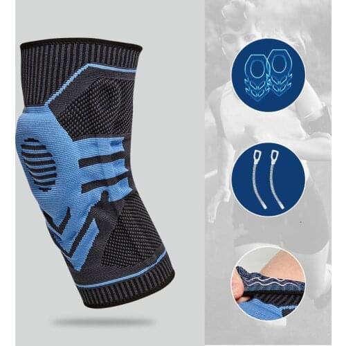 1PCS Knitting Compression Knee Pads Support Protector with Spring Stabilizer Silicone Patella Gel Pad Meniscus Tear Arthritis
