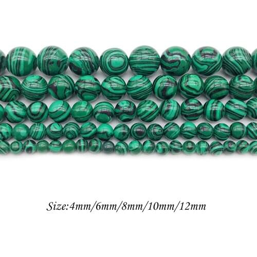 Natural Stone Chrysocolla Green malachite Round Charm Beads Fit Multi-purpose Jewelry Making 4 6 8 10 12 MM J151