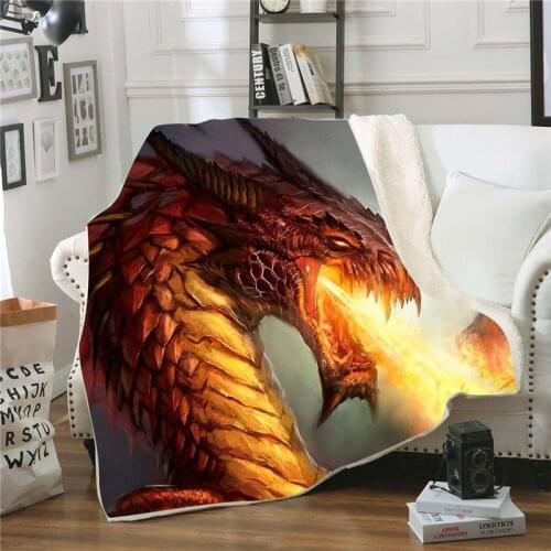 Custom3D Print Animals Dragon Sherpa Blanket Couch Quilt Cover Travel Kid Bedding Outlet Velvet Plush Throw Fleece Blanket Duvet