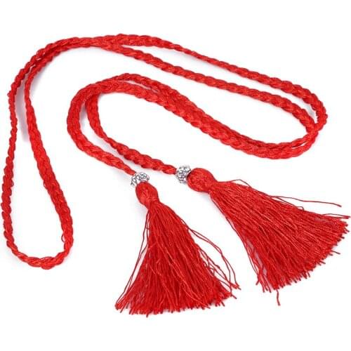 High Quality Tassel Braided Belt Ladies Dress Belt Women Girls Folk-Custom Decorated Waist Belt Chain Corset Thin Belt