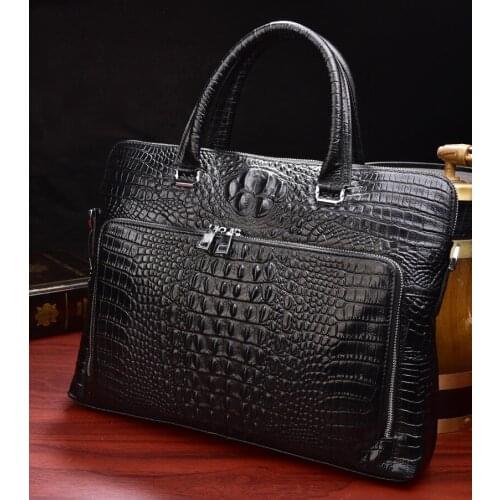 New Luxury Cow Genuine Leather Business Mens Briefcase Male Briefcase Shoulder Bag Men Messenger Alligator Tote Computer Bag
