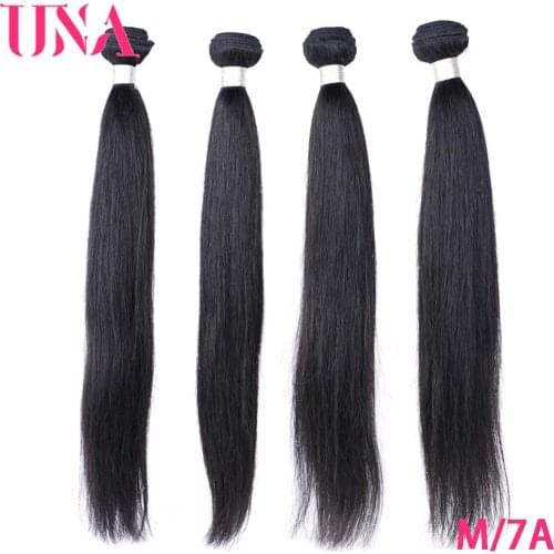Brazilian Straight Hair Bundles Natural Black Color 4 Bundles Deal 100% Human Hair Bundles Non-Remy Human Hair 7A Middle Ratio