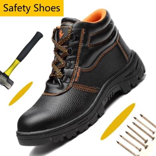 PU Leather Steel Toe Shoe Puncture Proof Safety Work Boots Men Non-Slip Anti-Smash Safety Shoes For Men Warm Winter Boots Men