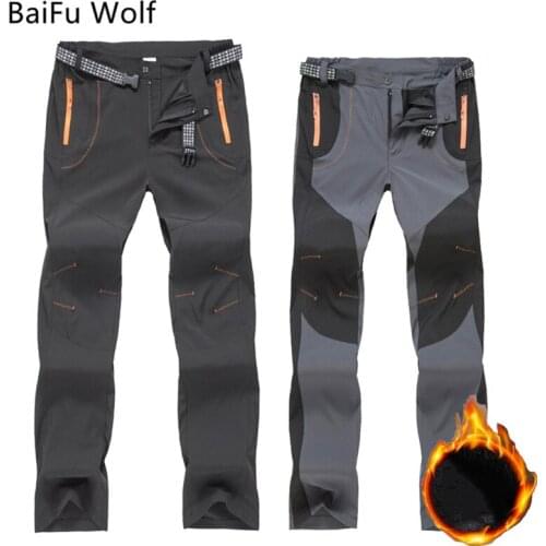 Size S-5XL Hiking Pants Men Softshell Winter Outdoor Waterproof Trekking Camping Trousers Fleece Warm Windproof Ski Sports Pants