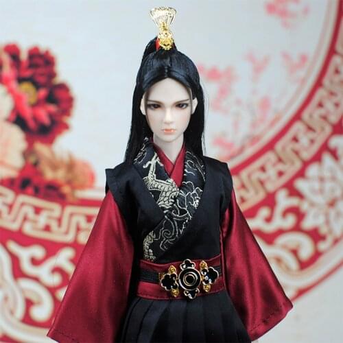 1/6 Scale BJD Doll Chinese Ancient Costume Hanfu Samurai Suit Long Hair Samurai Wig for30cm Male Body Limited Edition Collection