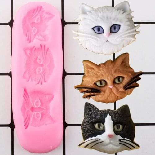 Cat Head Silicone Mold DIY Cake Decorating Tools Fondant Chocolate Moulds Candy Polymer Clay Resin Molds Cupcake Topper Mould