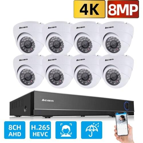 H.265 4K CCTV System 8MP Indoor Audio IP Camera 8CH NVR Recorder Video Security Camera System Surveillance Kit 2TB HDD Optional