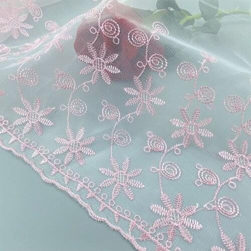 30Yards 35cm Wide Fabric Floral Lace Trim DIY Embroidery Tulle Edge Ribbon Strap Sewing Craft Material for Girl Dress