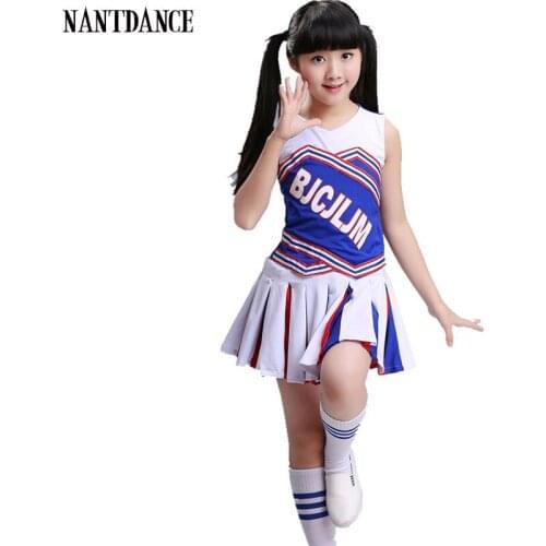White Children Primary School Uniforms Set Girl Cheerleader Cheer Leaders Costume Kid Aerobics Clothing Girls Uniforms