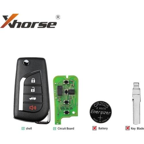 Xhorse XKTO10EN TOY.T Style(Flip-4BTN) Wired Universal Remote Key Fob 4 Button for VVDI Key Tool (English Version) 10pcs/lot