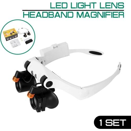 LED Light Lens Magnifying Glasses Adjustable Headband Watch Maintenance Loupe Head-mounted Magnifier Glass LED Magnifying Glasse