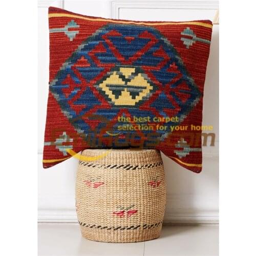 Knot pillow Wool Kilim Floral / Cover Hand Woven Wool Fancy 19 French Country Chichabby Vintage Ofa Decorative
