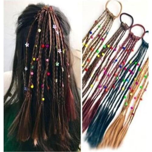 1pc Children Wig Braids Multi-color Mini Clip Kids Elastics Hair Bands Girl Cute Hair Accessories Korean Style Hair Rope