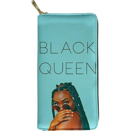 HYCOOL Female Purse Golden Crown African Black Queen Print Women Casual Long Wallet Travel Phone Card Money Clutch Woman Bags