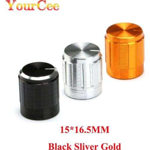 10Pcs Professional Potentiometer Knob 15*16.5mm Rotary Switch Volume Adjustment Hat Switch Caps Sliver Black Gold Aluminum Alloy