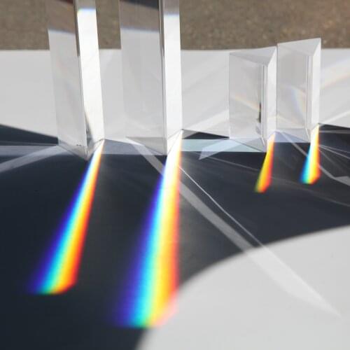 180mm Optical Glass Triangular Rainbow Children Students Present Optical Prisms Glass Physics Teaching Refracted Light Spectrum