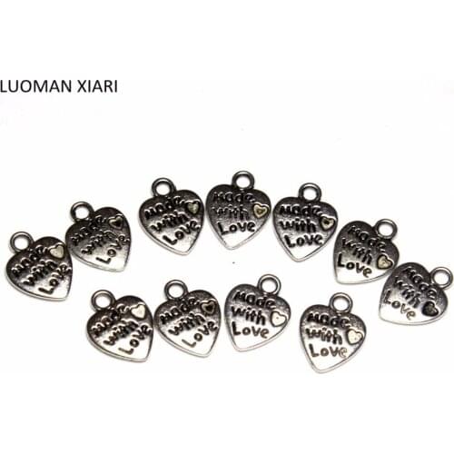 20/50 PCS Wholesale Vintage Zinc Alloy Charms DIY Fashion Heart Shape Pendant For DIY Bracelet Necklace Jewelry Making Material