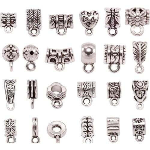 20pcs Antique Necklace Connector Bail Beads Clip Bail Beads Pendant Clasp For DIY Jewelry Making Findings Accessories Supplies