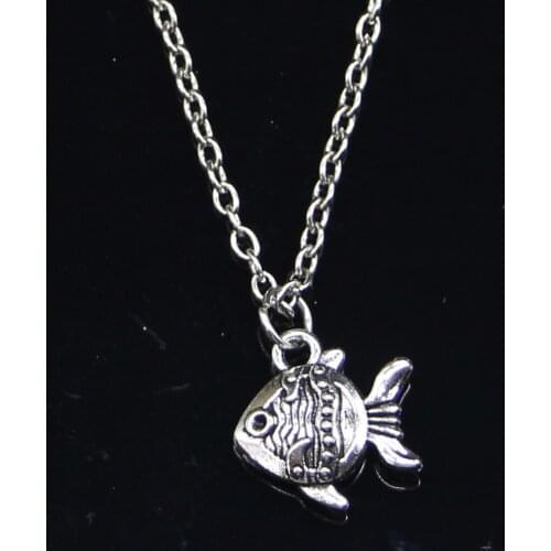 20pcs New Fashion Necklace 14x15mm double sided fish goldfish Pendants Short Long Women Men Colar Gift Jewelry Choker