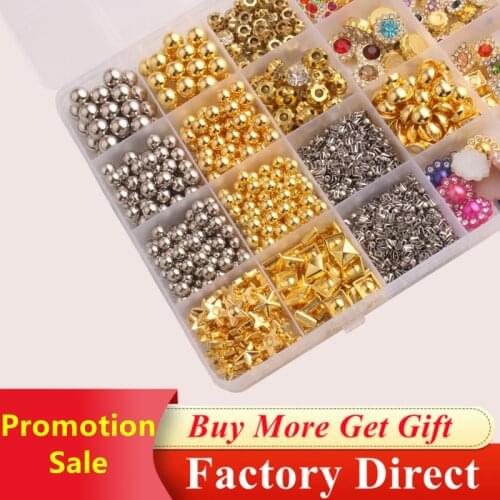 24 Grids 2-15mm Design Kit Multi-Color 3D Metal Alloy Rivets Caviar Beads Solid Crafts Resin For Nail Art Earring Clothes Shoes