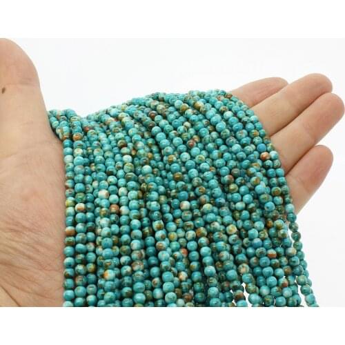 3mm Natural Semi-precious Stone Loose Beads White Stone Colored Blue Color Round Shape DIY Beads for Making Necklace Accessories