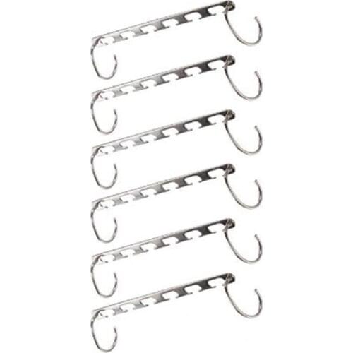 6pcs Stainless Iron Closet Hook Cloth Hanger Wardrobe Organizer Space Saver