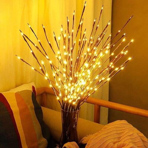 75cm 20LED Led Branch Light Battery Operated Lighted Branch Vase Filler Artificial Little Twig Power Brown for Home Decoration