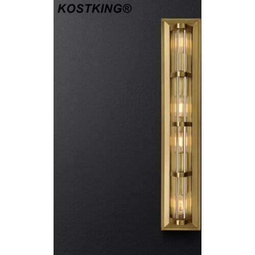 American industrial wall lamp bedroom corridor copper wall lamp post modern aisle exhibition hall study mirror front lamp wall