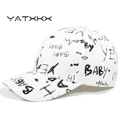 [YaTxKx] Baseball Caps For Wome Hats For Men Hip Hop Snapback Printing Graffiti All-matching Streetwear Cotton Qualit Tone