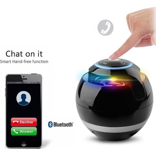 Round LED Mini Wireless Bluetooth Speaker TF USB Portable Music Loudspeakers Hand-free call For iPhone 6 Phone PC with Mic