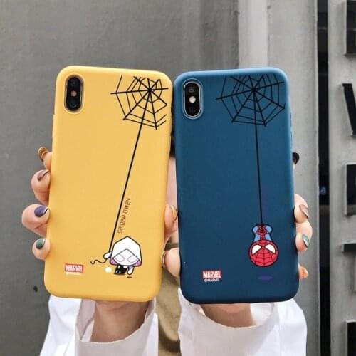 Marvel Spider man Phone Case for IPhone X / XS / XR / 11 / 12 / Pro / Cute Style Anti-fall Silicone Case