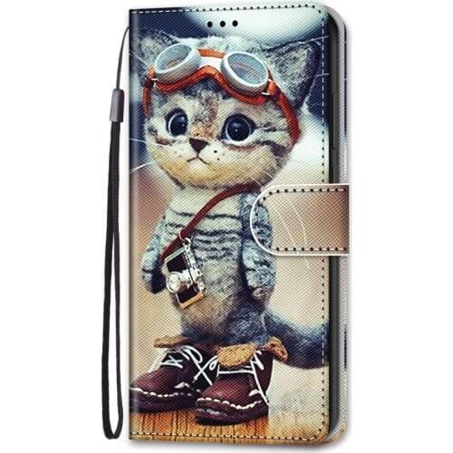 For Samsung Galaxy A8 (2018) PU Leather Protection Cute Painted Card Slots Wallet Flip Cover
