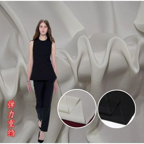 Black and white solid color heavy silk stretch fabric 30mm t-shirt dress silk fabric wholesale silk cloth
