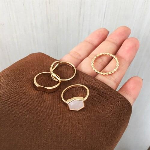 Four Simple Metal Irregular Double Drops Of Oil Ring Ring Women Fashion Joint Ring