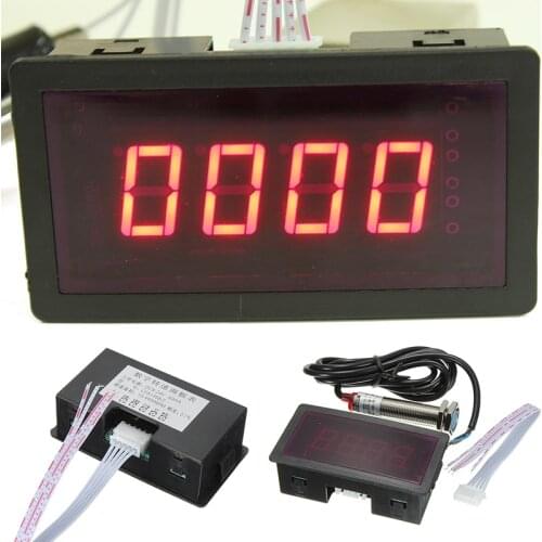 Tachometer RPM Speed Meter Red 4 Digital LED Display + NPN Hall Proximity Switch Sensor Electronic Digital Tachometer